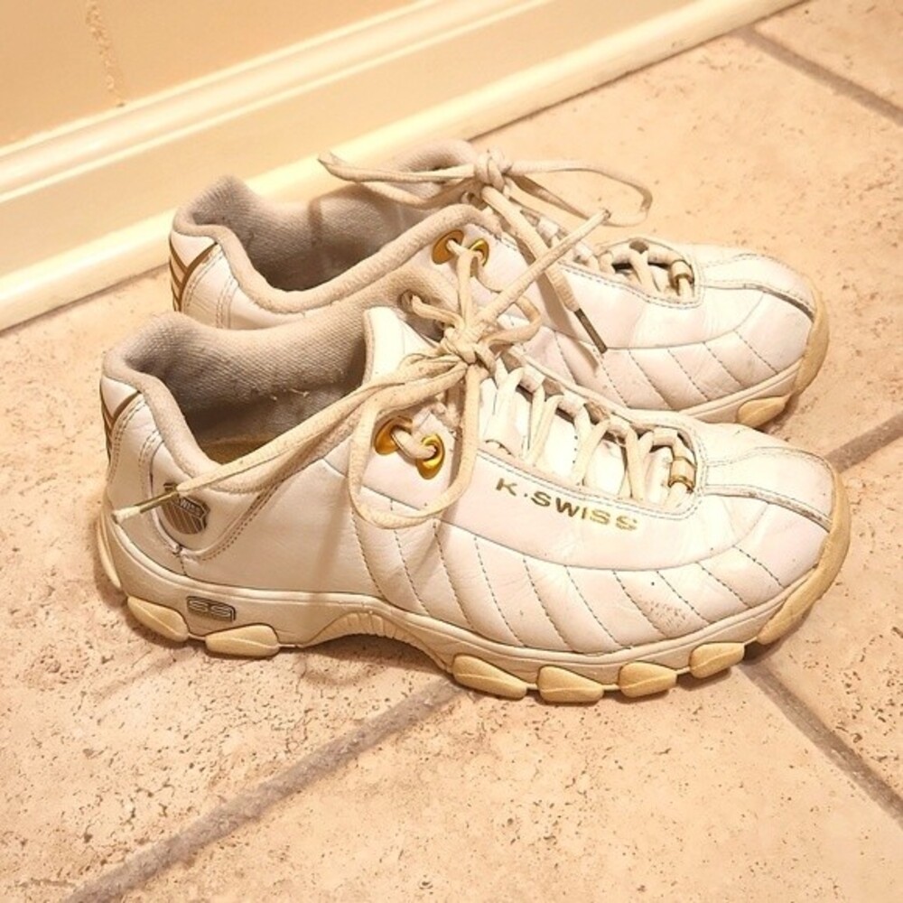 K-Swiss Women's White & Gold Athletic Shoes Sneakers Size 8
